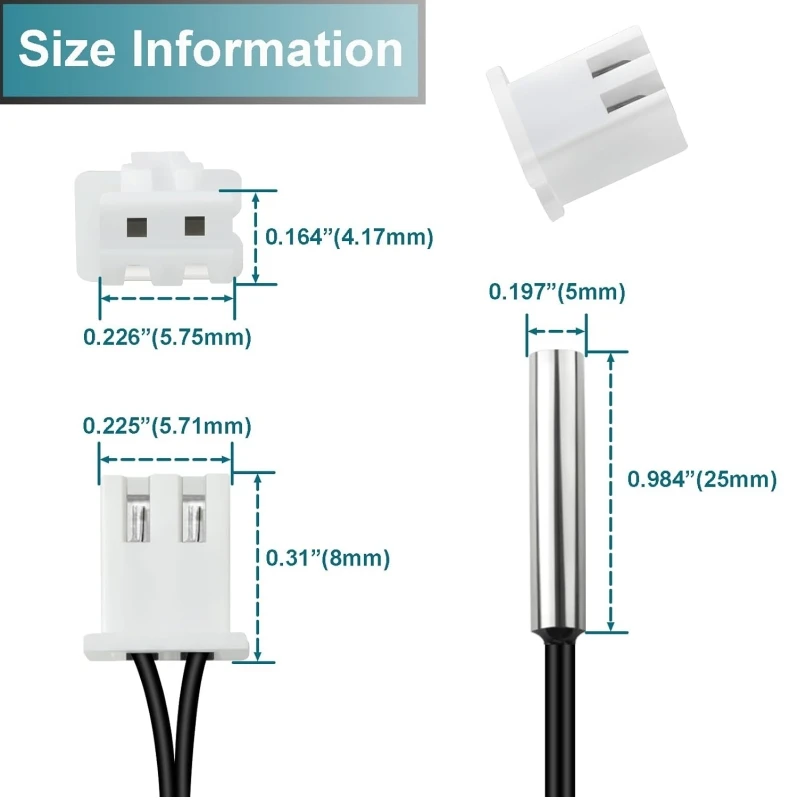 3PCS 3M B3950 NTC Thermistor Temperature Sensor Probe High Sensitivity Nickel-Plated Copper Housing 1% Accuracy for Temperature