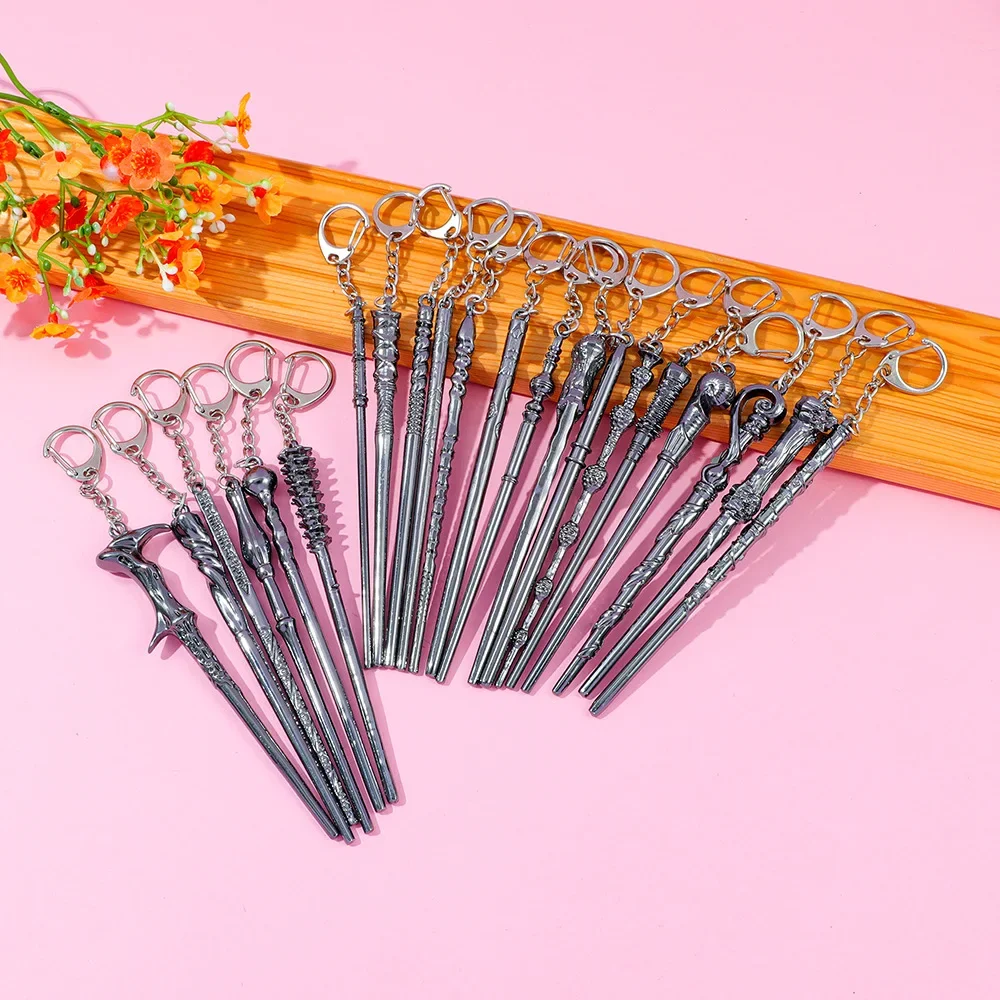 Harry Potter film and television school of magic magic wand keychain jewelry creative retro wand pendant alloy jewelry. view 2