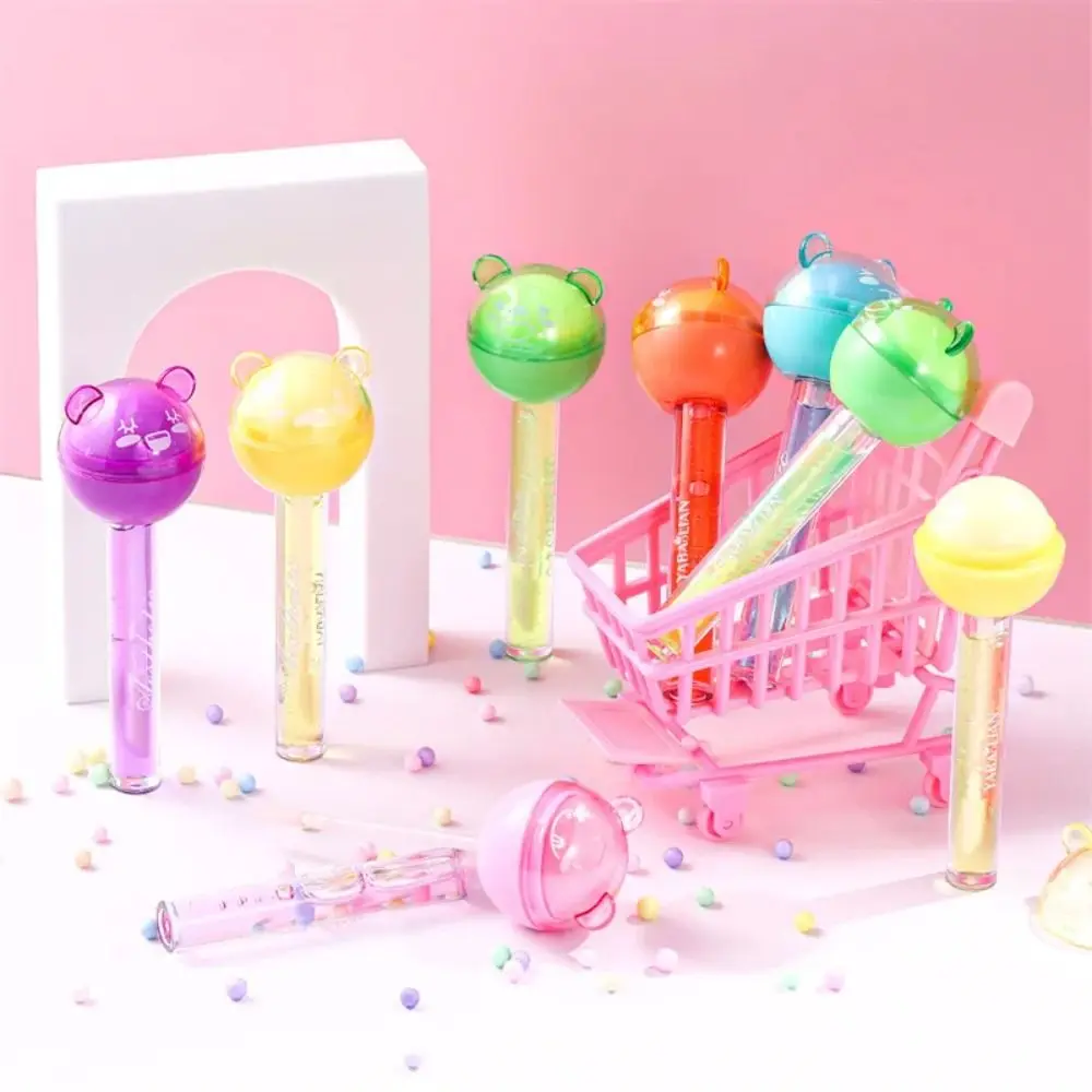 2 in 1 Cute Lollipop Lip Balm Lipgloss Moisturizer Candy Lipglazes Lipstick Waterproof Long Lasting Lip Tint Cosmetics