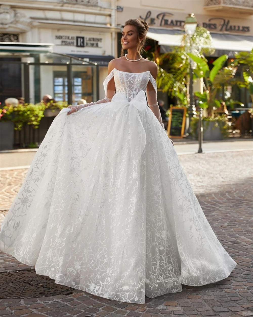 Vestido de novia de Organza blanco Sexy personalizado, vestido de novia Formal sin tirantes con hombros descubiertos, vestido de novia suave de corte en A, bata de novia