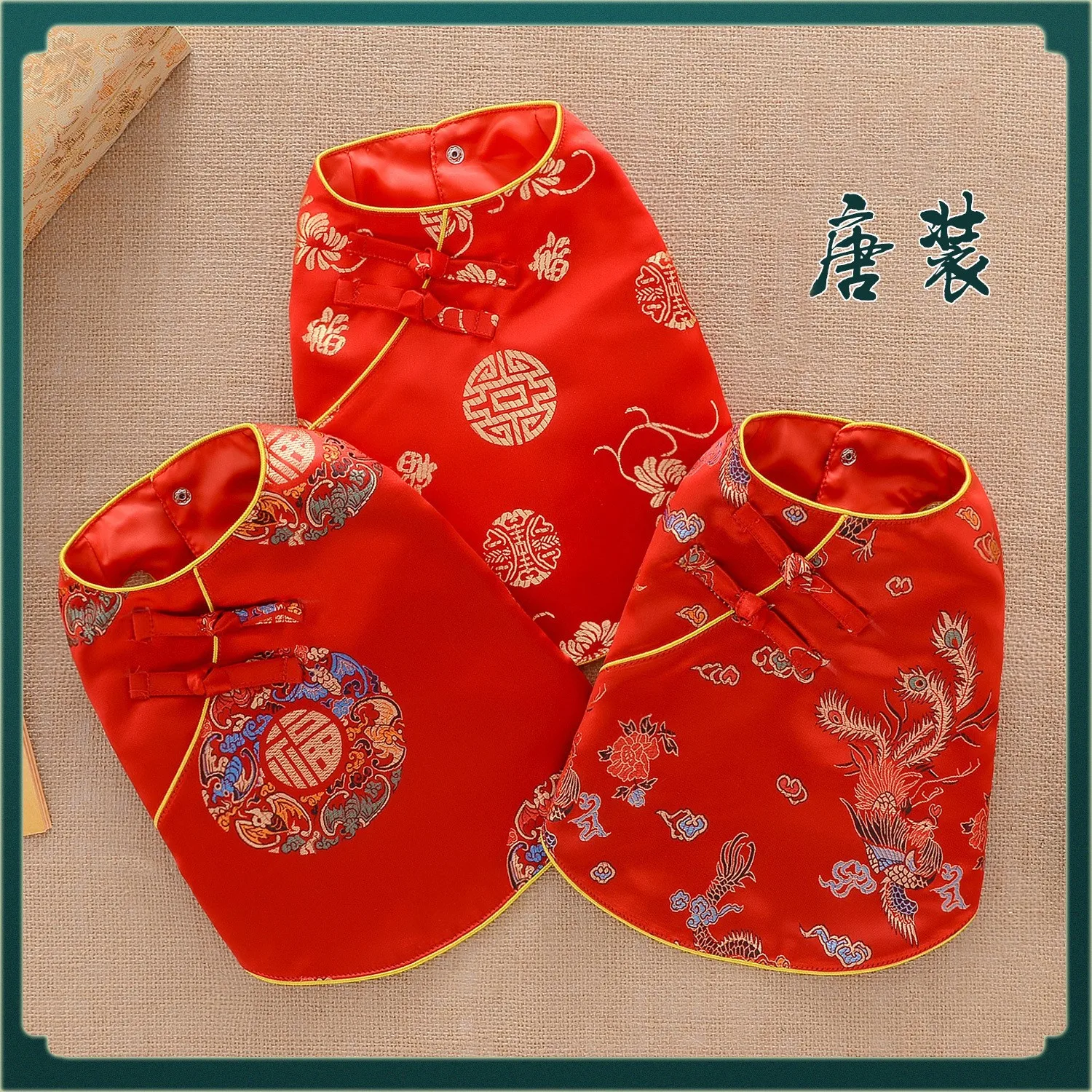 

Dog Clothes Spring Summer Autumn Pet Tang Suit Teddy Bears New Year Wedding Dress Cats Spring Festival Chinese Hanfu