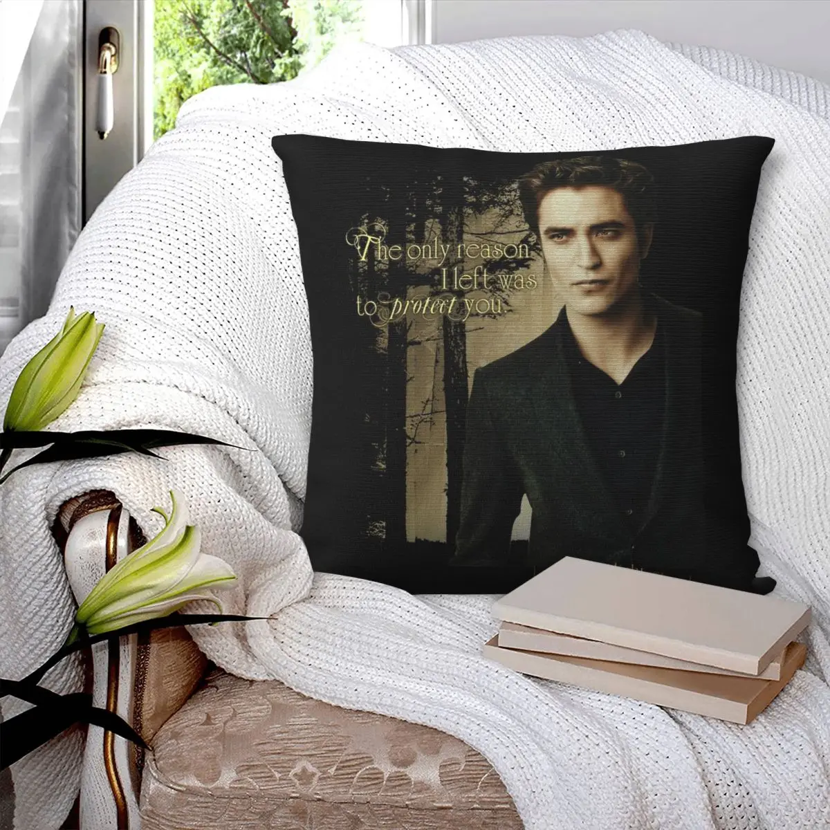 Twilight Edward Cullen Movie Retro Pillowcase Soft Polyester Cushion Cover Decorative Pillow Case Cover Home Square 40*40cm