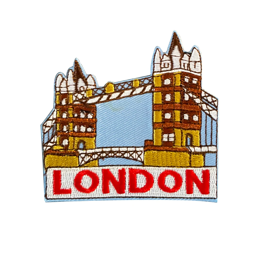 England London Bridge USA Souaw Valley Cable Car Embroidery Patch Clothing Backpack Hat Hole Repair Decoration Armband Back Glue