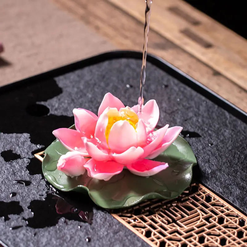 

Color Changing Tea Pet Lotus - Zen Feng Shui Incense Holder for Home Decor, Nurturable Resin Ornament with Scented Aroma