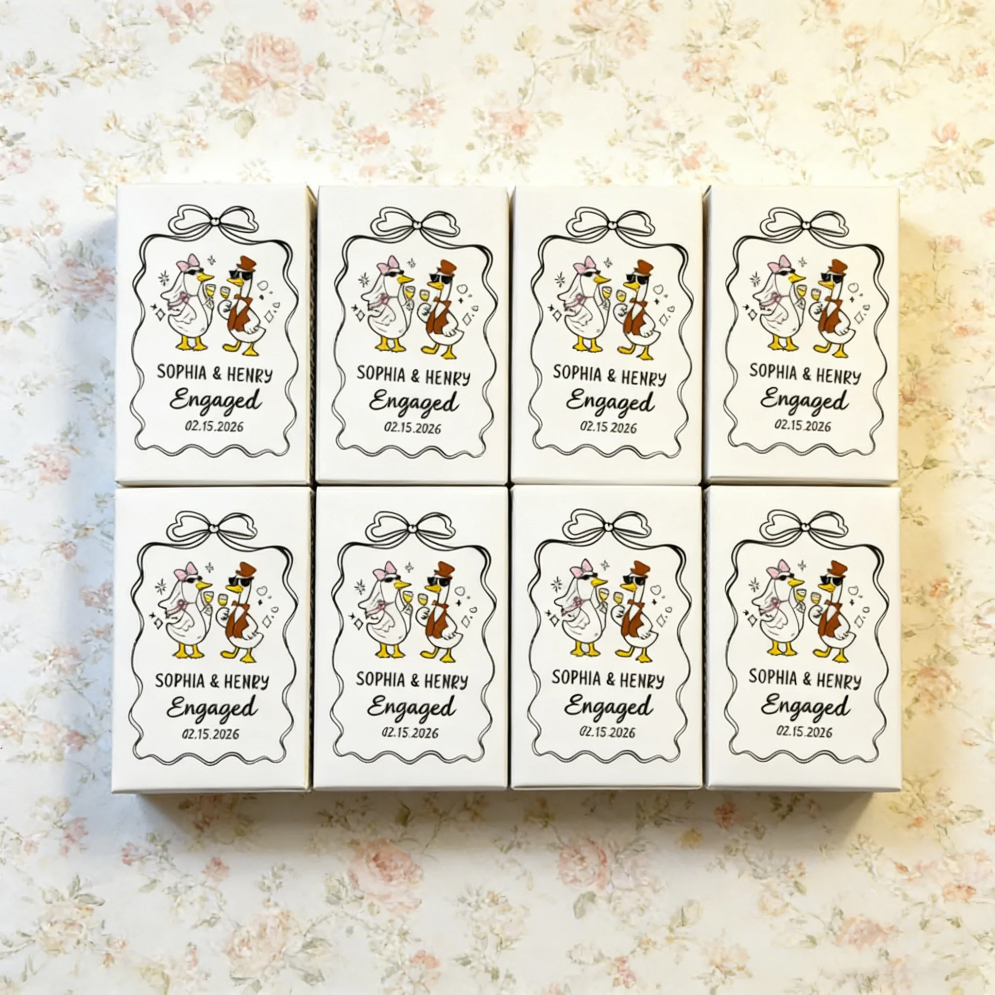 

Personalized Duck Couple Wedding Matchboxes, Cute Engagement Favors & Bridesmaid Gifts, Unique Guest Keepsakes for Wedding Party