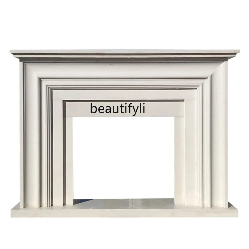 

French Simplicity Modern Light Luxury American Style Marble Fireplace Curio Cabinet