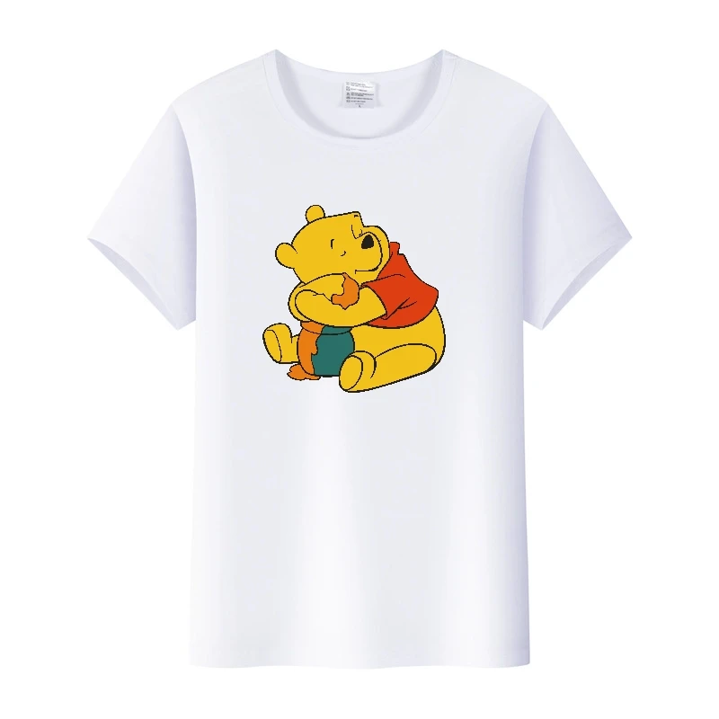 Moda Disney Cartoon Tees Pooh Orso T-shirt Gotico Bianco Allentato Magliette E Camicette Camicie Da Uomo 2023 Camicette Estive Donna Y2k Grunge