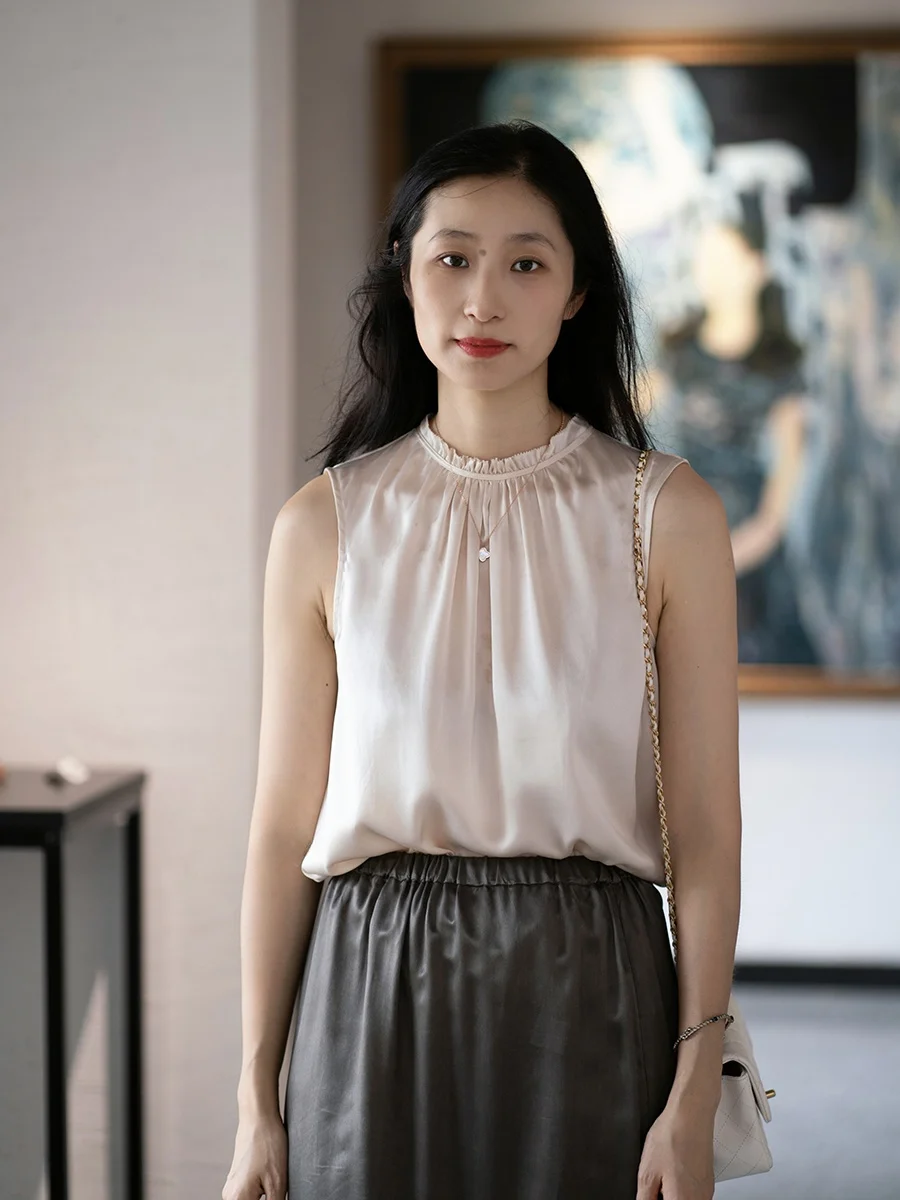 

Freeare Silk Highji Sensation Earlet Collar Svel Vintage Silk Vest Straight Cut Commute Sle Pure Color