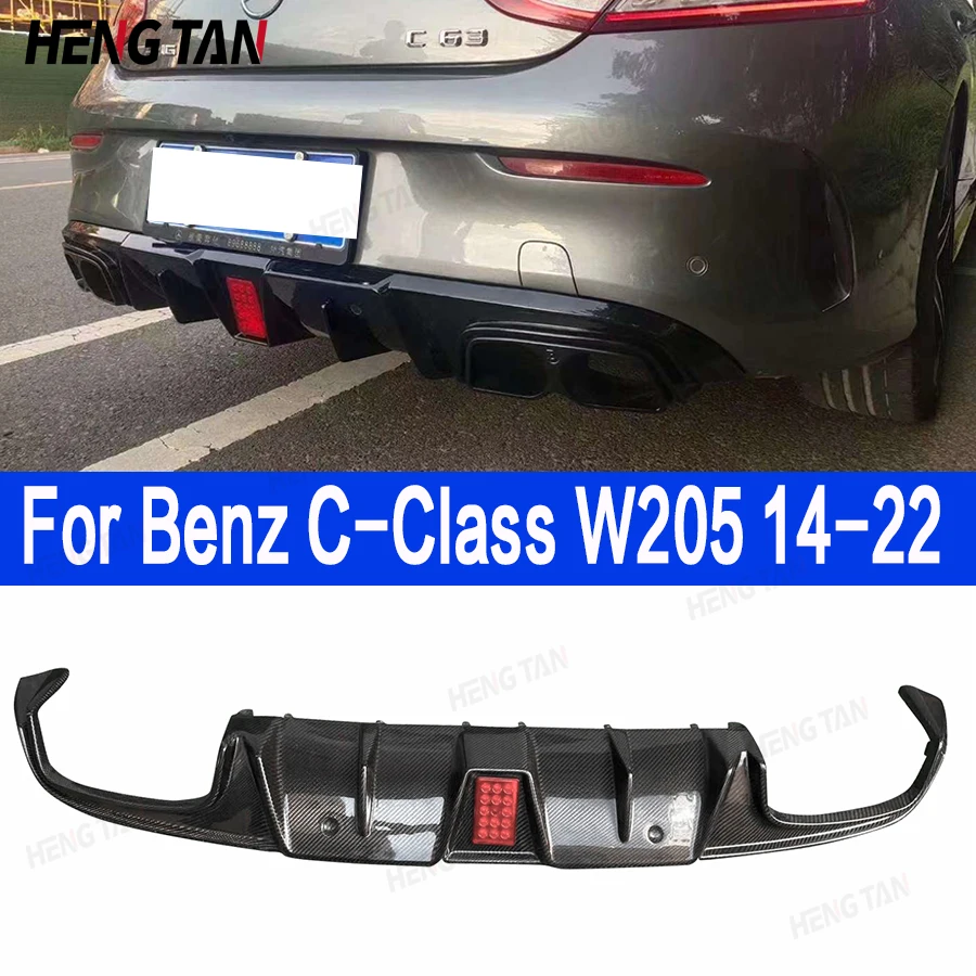 Carbon Fiber Rear Lip Diffuser For Mercedes Benz C Class car W205 C63 C220 C260 BS Style Back Bumper Shunt  Spoiler Body Kit