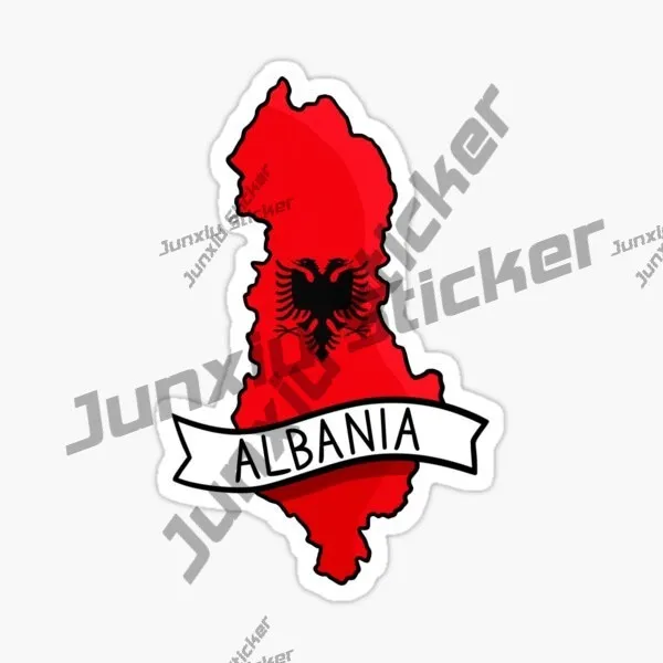 ملصق الختم من ألبانيا برأسين النسر ألبانيا فلور إلباسان مدينة ألبانيا خريطة صورة ظلية ختم الشارات لأجهزة الكمبيوتر المحمول الوفير #2