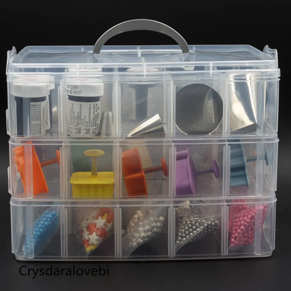 1pc 3 Layers 30 Grid Removable Storage Box in a Covered Storage Box King Tights Toy Plastic Storage Box