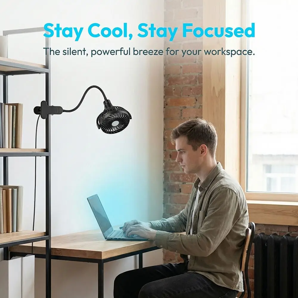 Mutli-Purpose Portable Small Desk Fan High Wind Durable Personal Table Fan Rotatable Sturdy Clamp Mini Desk Fan Desktop view 4