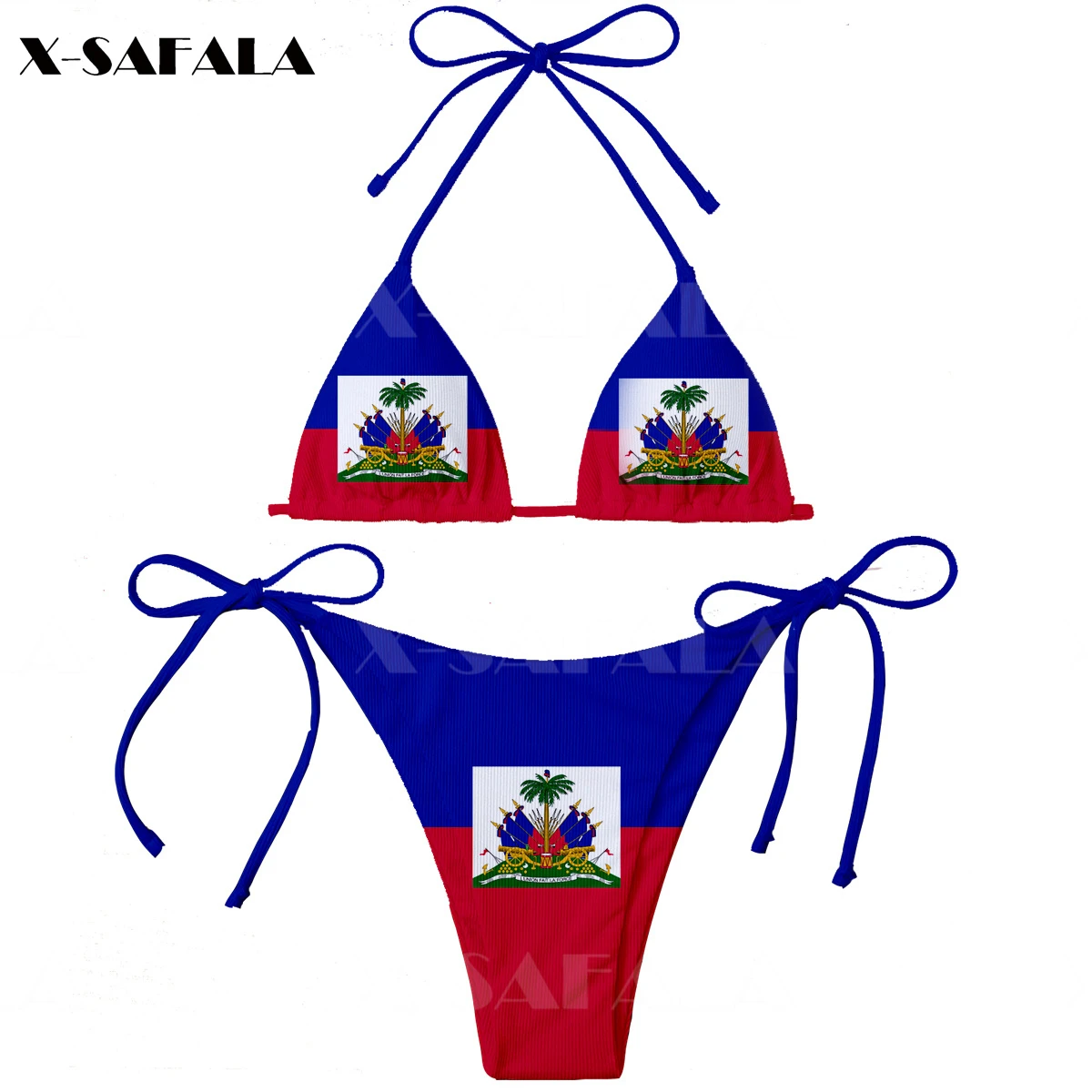 North America Strong HAITI Symbol Flag Coat Of Arms 3D Print Women Micro Bikini Set Summer Beachwear Sexy Beach Bathing Suits