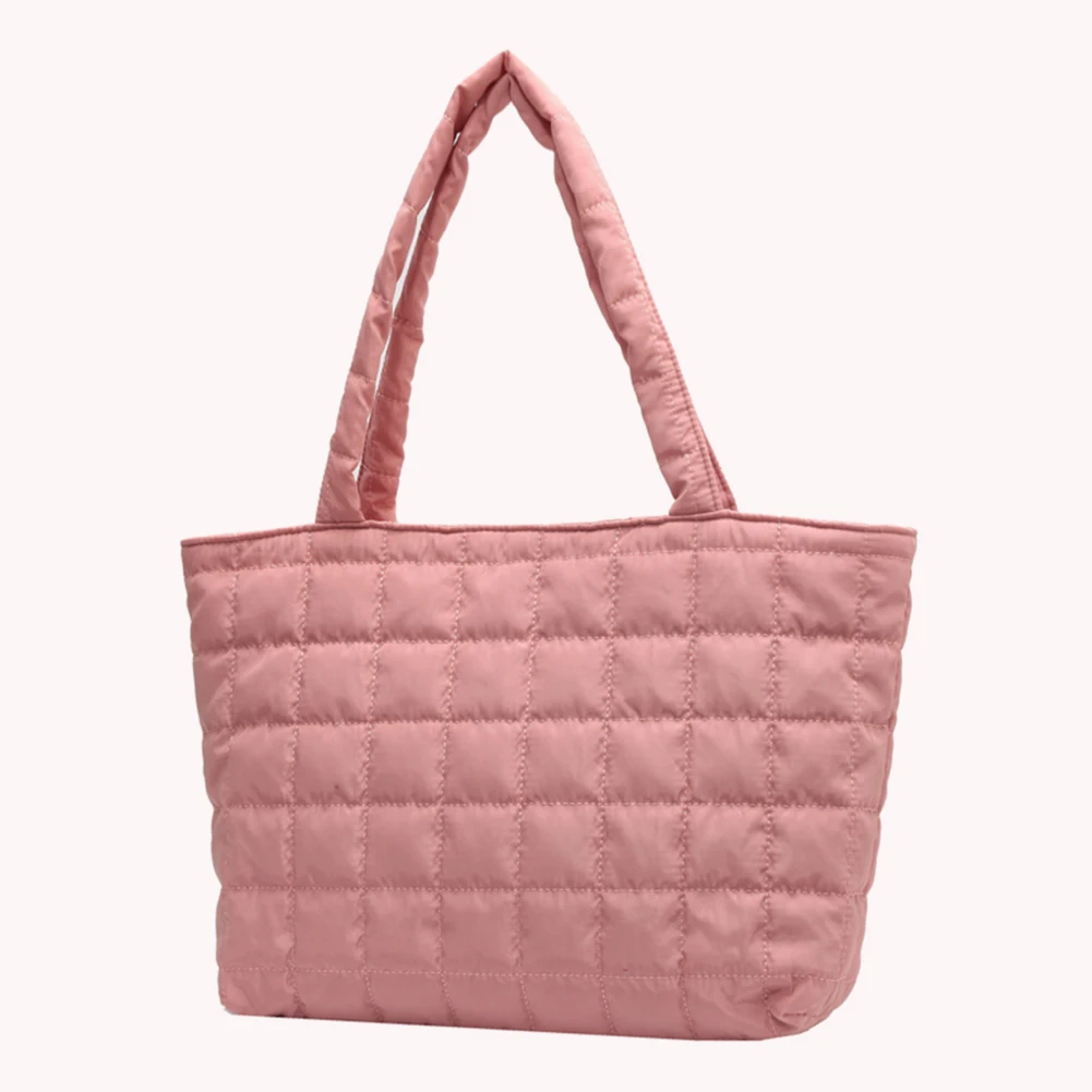 

Fashion Shoulder Handbags Quilted Autumn Winter Cotton Purses Handbags Rhombus Pattern Shopper Bag Women Solid Tote Messenger