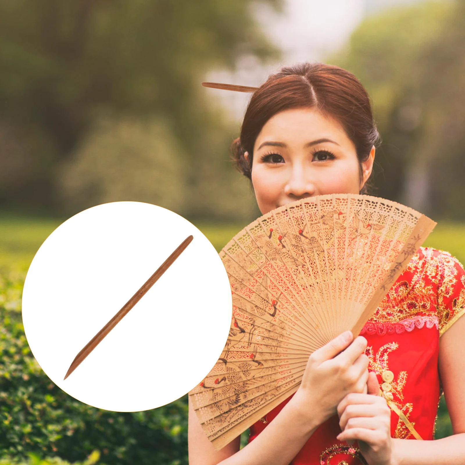 

Peach Wood Hairpin Vintage Handmade Hair Chopsticks for Women Bun Maker Thick Curly Hair Clips Adjustable Position Hairstyle