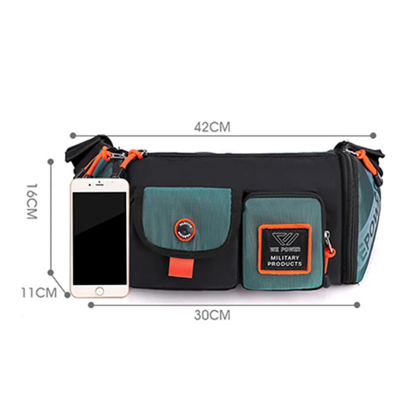 Men's casual function waterproof chest bag Fashion trend shoulder bag Large capacity commuter bag Daily crossbody bag waterproof