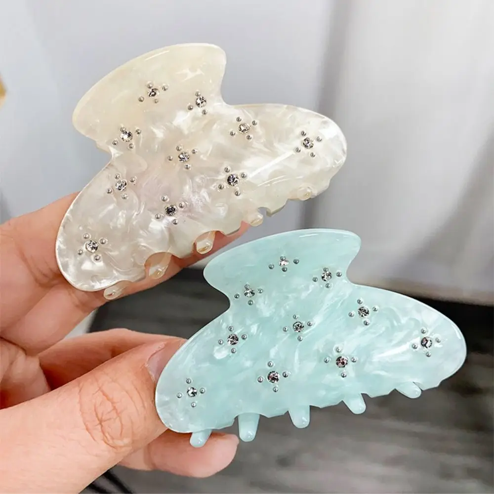 

Rhinestone Transparent Acetate Hair Claw Butterfly Shark Clip Acetic Acid Shark Clip Geometry Hair Clip Rhinestone Hair Claw