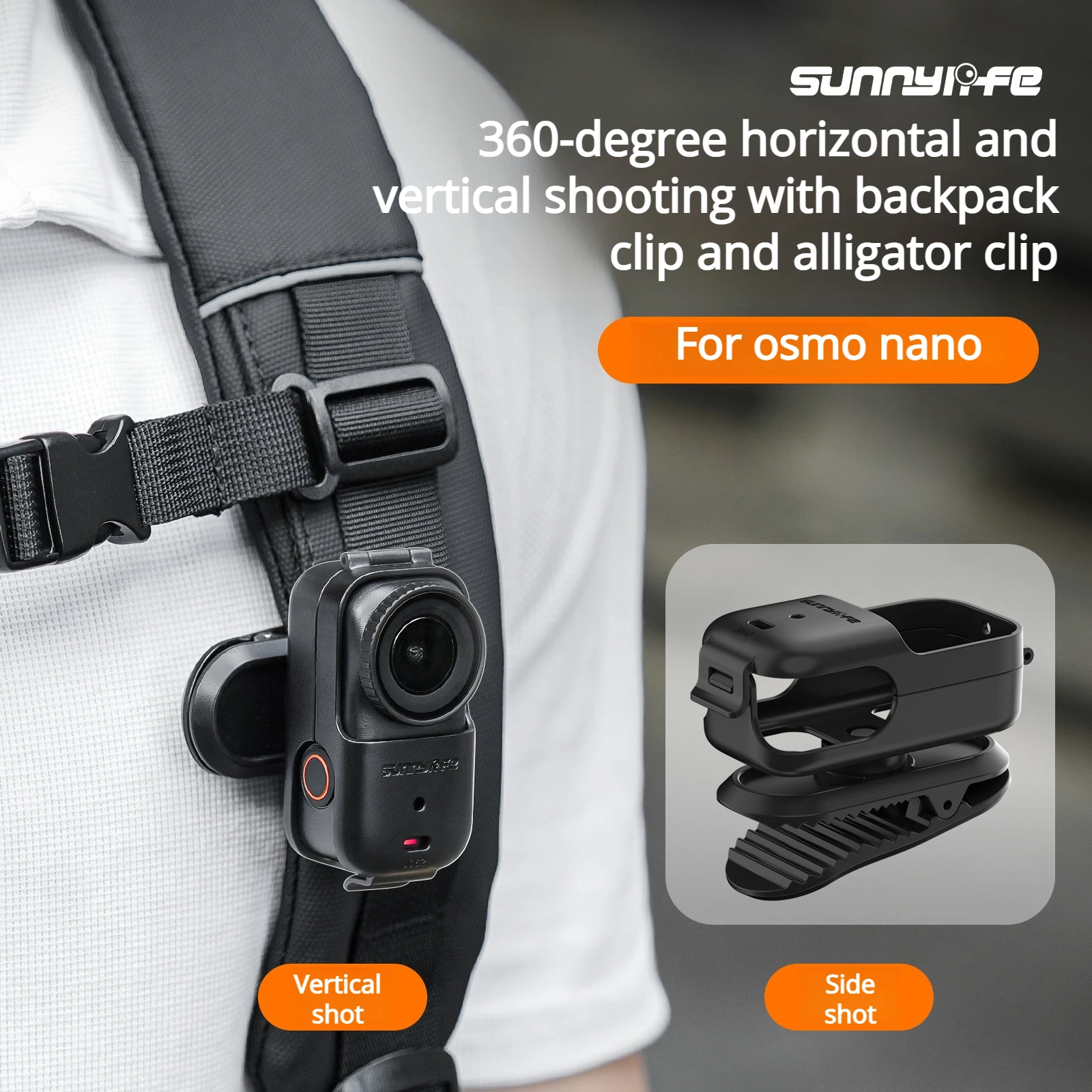 Backpack Clip Holder For DJI Osmo Nano 360 Rotary Quick-Release Bracket Vlog Clip Mount For DJI Osmo Nano Carema Accessories