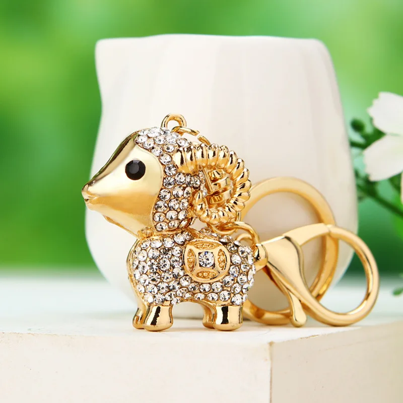 Rhinestone-Crystal Animal Sheep Goat Key Keychain Charm Purse Handbag Car Party Wedding Birthday Gift Keyring