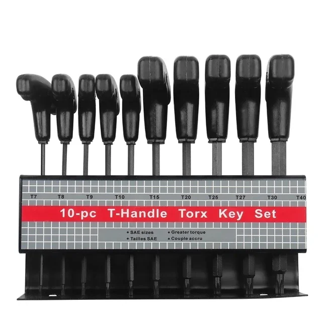 10pcs with Convenient Storage Stand Plum T7-T40 Blackened+Iron Frame Hex Key Allen Wrench Tool Set