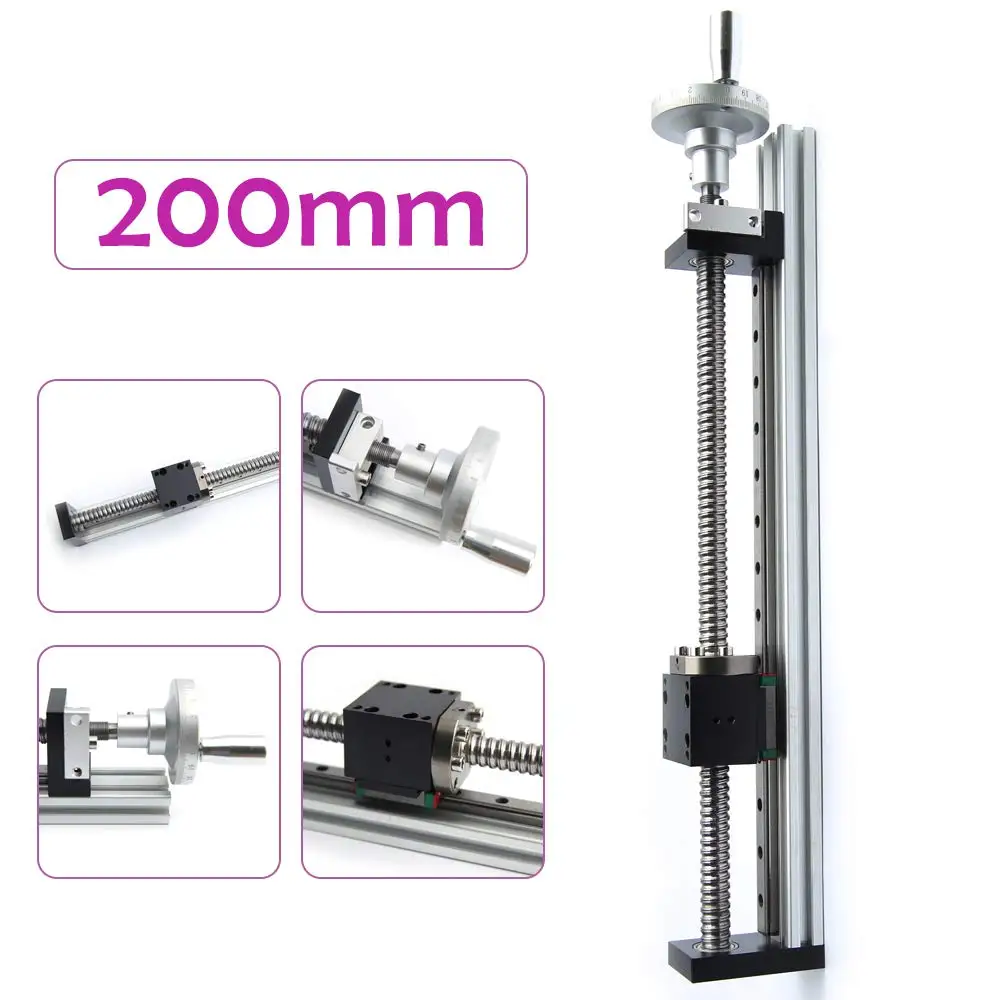 Brand: Manual Actuator Sliding Table Stage Cross Slide Linear Slide Rails Ball Screw Guide W/Handwheel, Stroke 200/900mm