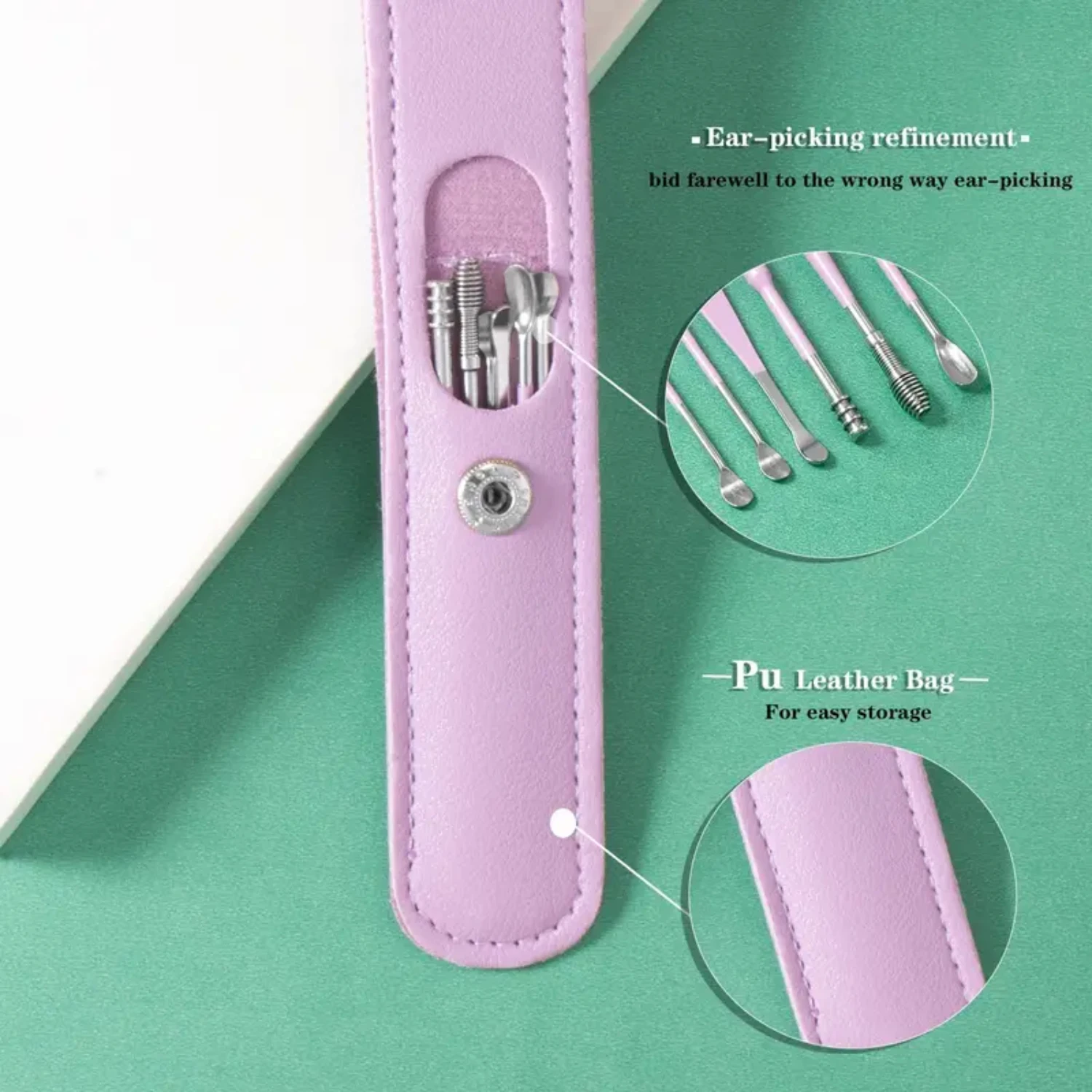 Gentle, Effective, and Durable Steel Ear Cleaning Tools Set of 6 for Optimal Ear Care - Achieve Superior Hygiene and Results wit