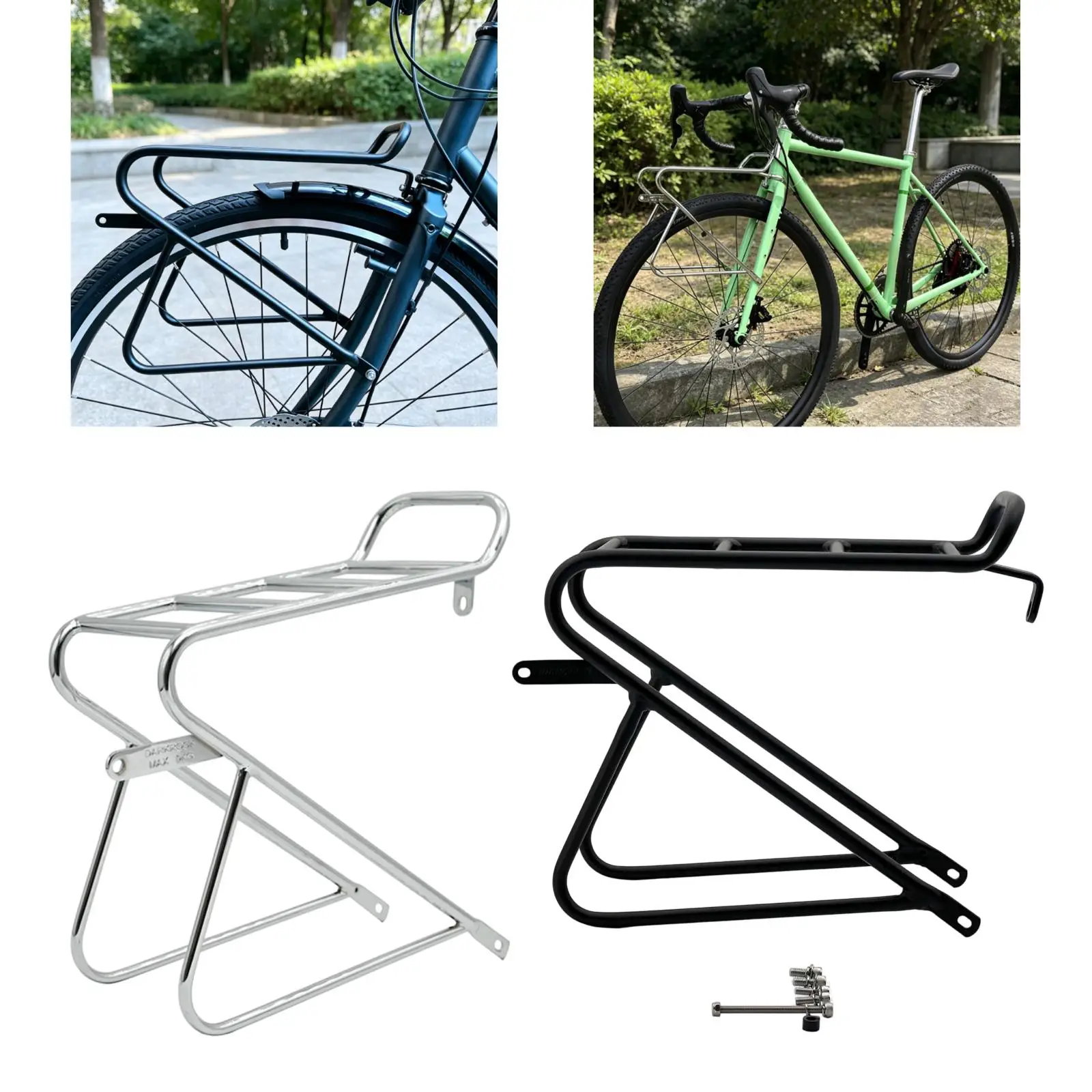 Bike Front Cargo Carrier Sturdy Aluminum Alloy Easy Install Practical Storage Support for Gravel Touring Cycling Equipment