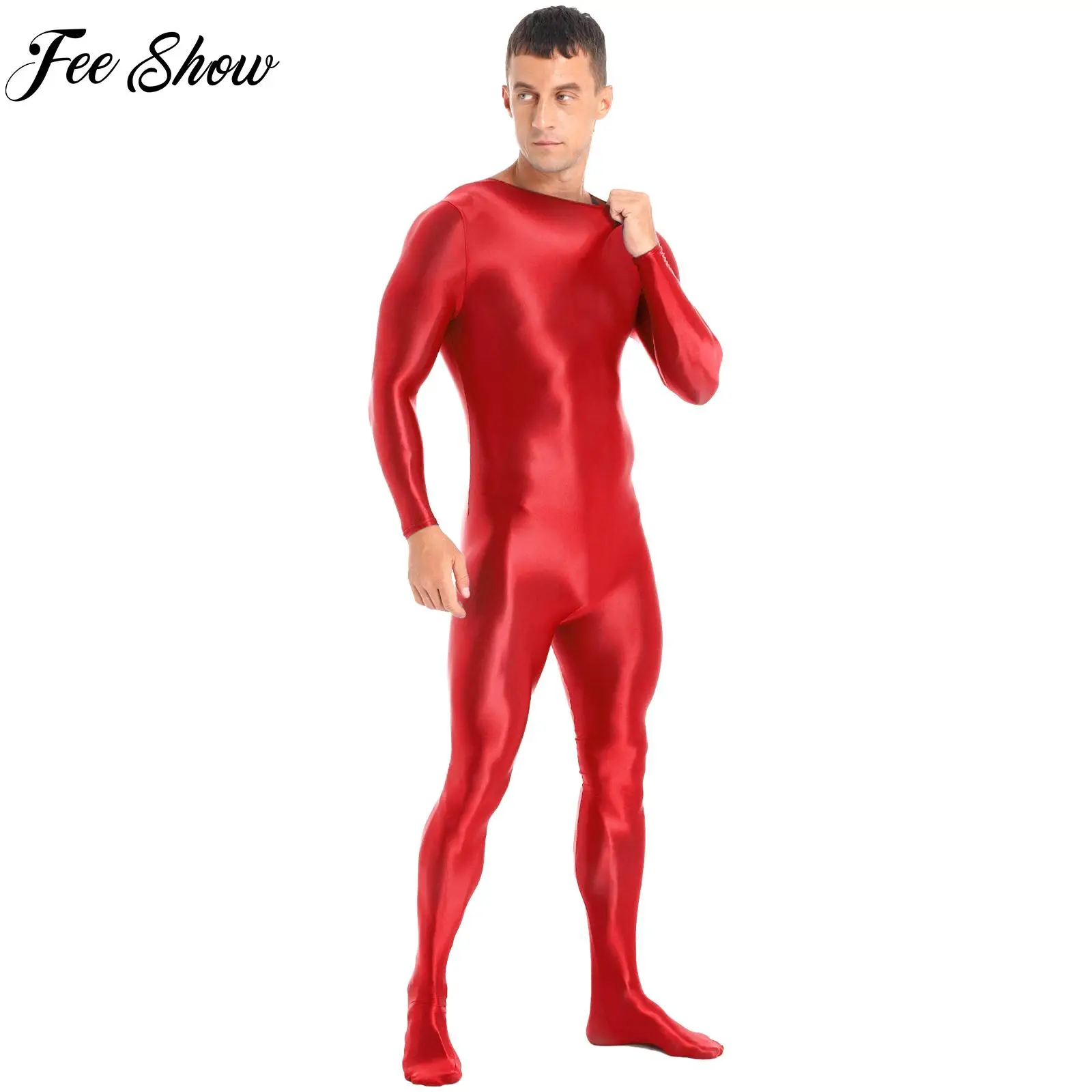 

Sexy Men Lingerie Teddies Bodysuits Nightwear Glossy Bodysuit Swimsuits Swimwear Long Sleeve Jumpsuit Breathable Bodystockings