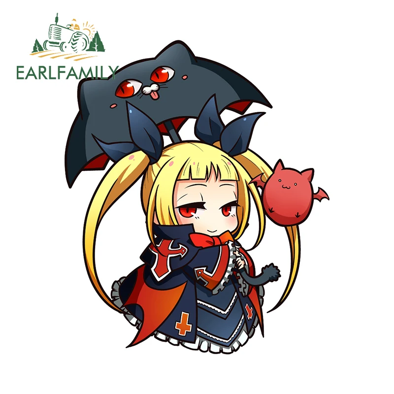 EARLFAMILY 13cm x 11cm Rachel Alucard Chibi Stickers Devil Queen Game Characters Blonde Hair Decal Waterproof Car Accessories