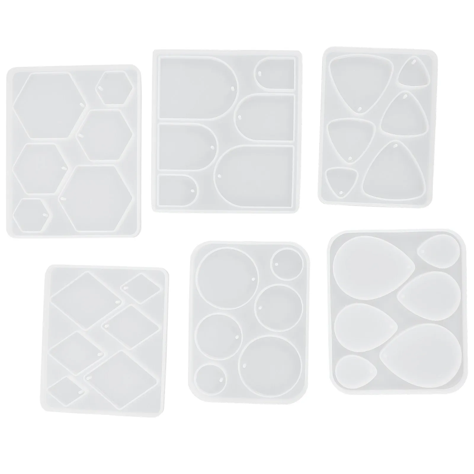 

6Pcs DIY Jewelry Mold Silicone Pendant Earring Charms Making Kit Resin Craft Flexible Reusable Dangle Drop Accessories Tool