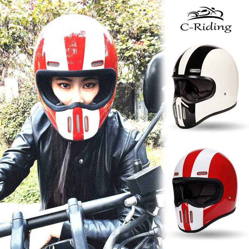 

Light weight Fiberglass Full Face Helmet For Motorcycle Moto Safety Cap Open Face Helmet For Motorbike Cruiser Chopper M L XL