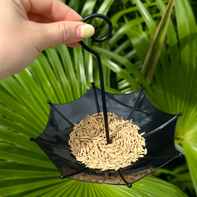 Vintage Bronze Umbrella Shaped Hanging Bird Feeder Tray for Wild Birds Outdoor Garden Yard Patio Decorative Ornament Gift
