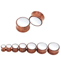 2pcs Wood White Cat's Eye Stone Ear Gauge Plug Expander Saddle Flesh Tunnel 0g (8mm) - 13/16