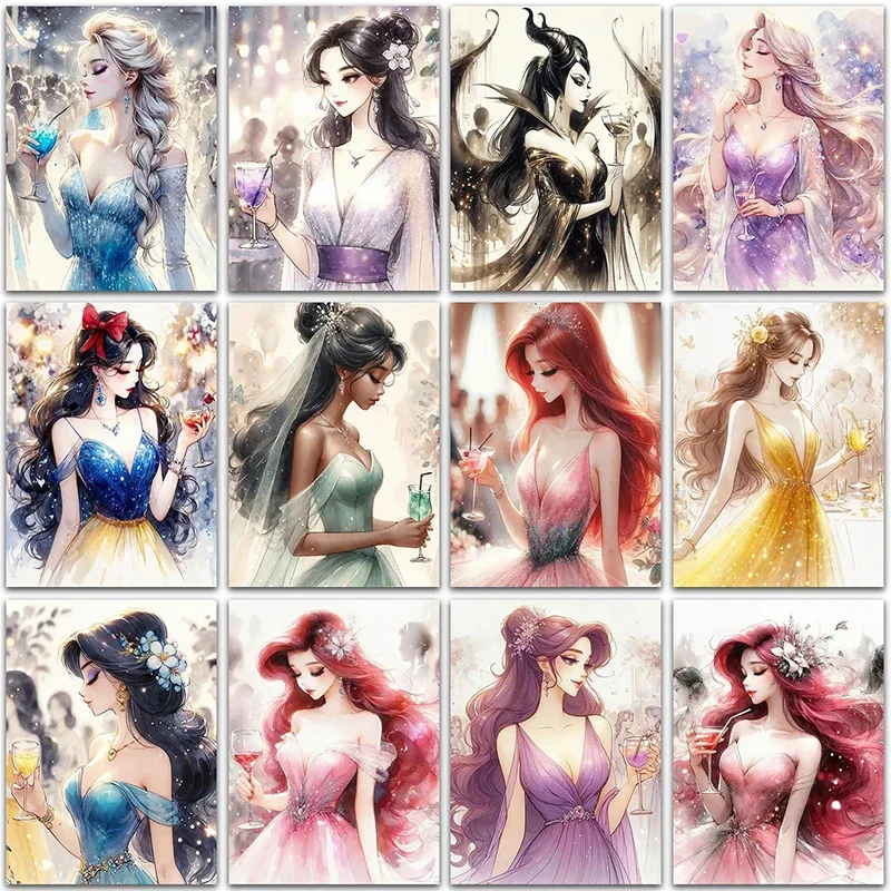 

Наборы алмазной живописи принцессы Диснея «Холодное сердце», Жасмин, Белоснежка, искусство, домашний декор, полная квадратная и круглая мозаичная вышивка, вышивка крестиком