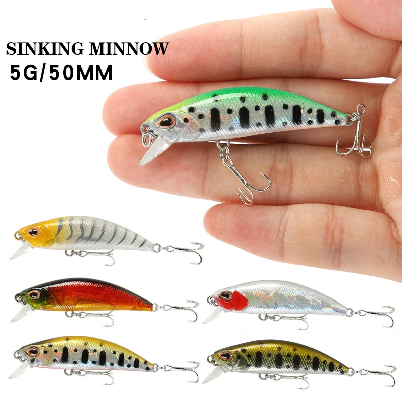 1PCS Black Minnow Lure 5cm 5g Minnow Fishing Lure Artificial Jerkbait Quality Hooks Wobbler Crankbait Fishing Lure Tackle