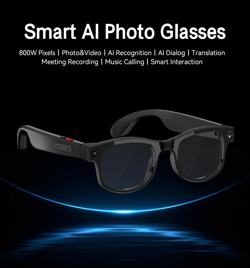 2026 AI Smart Glasses 8MP HD Camera 8K Shooting AI Real-time Translation with Bluetooth 6.0 Earphones Call Recording Music NEW