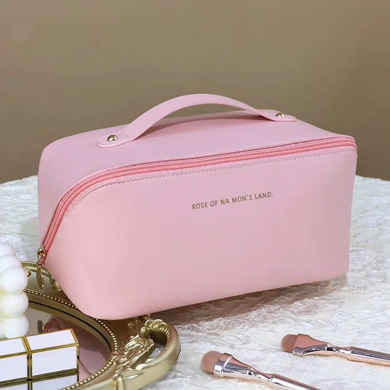 

Large Capacity PU Pillow Tote Makeup Bag For Woman Travel Cosmetics Toilet Organizer Pouch Portable Womens Cosmetic Bag Vintage