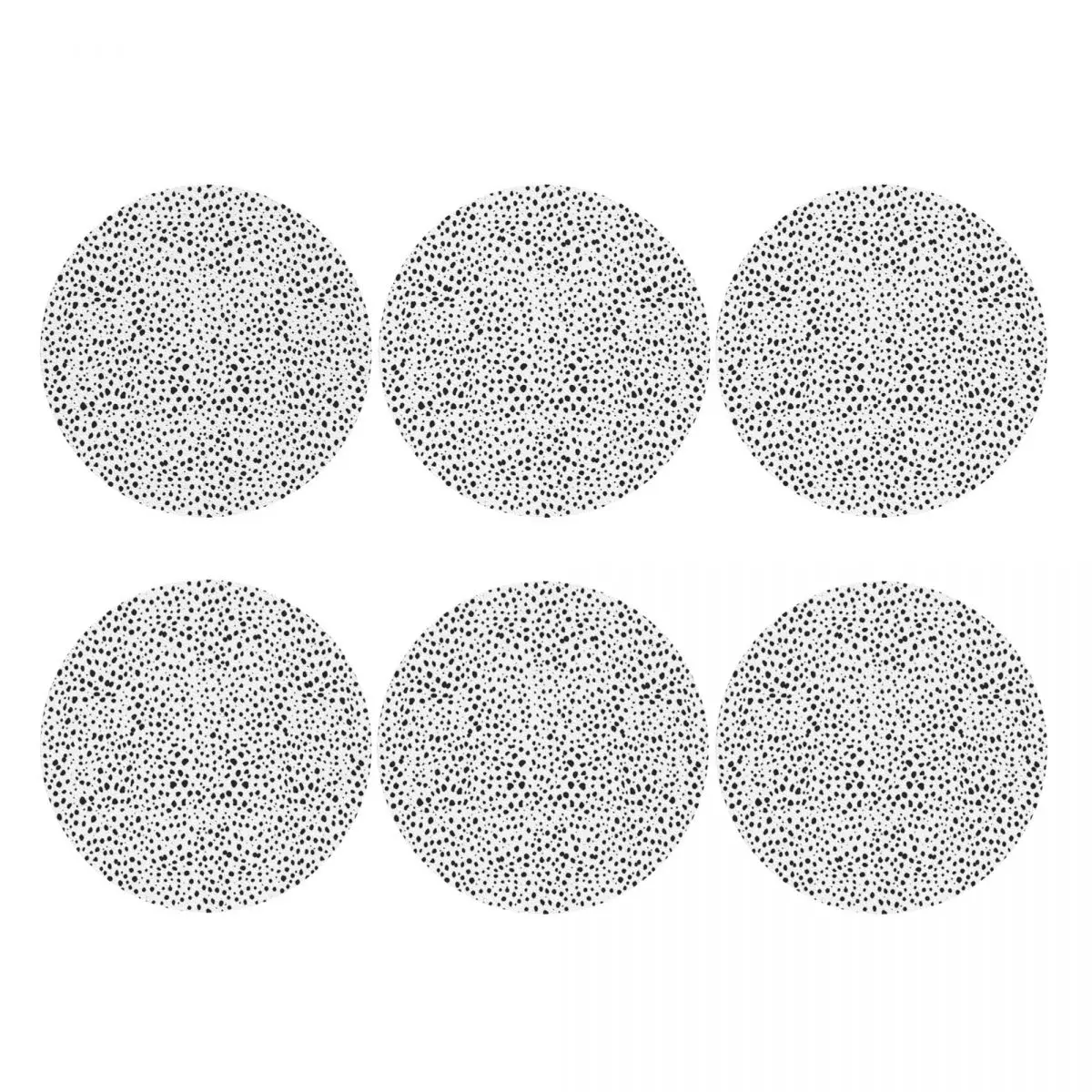 Dalmatian Spots Black And White Polka Dots Coasters PVC Leather Placemats Waterproof Coffee Mats for Dining Pads Set of 6