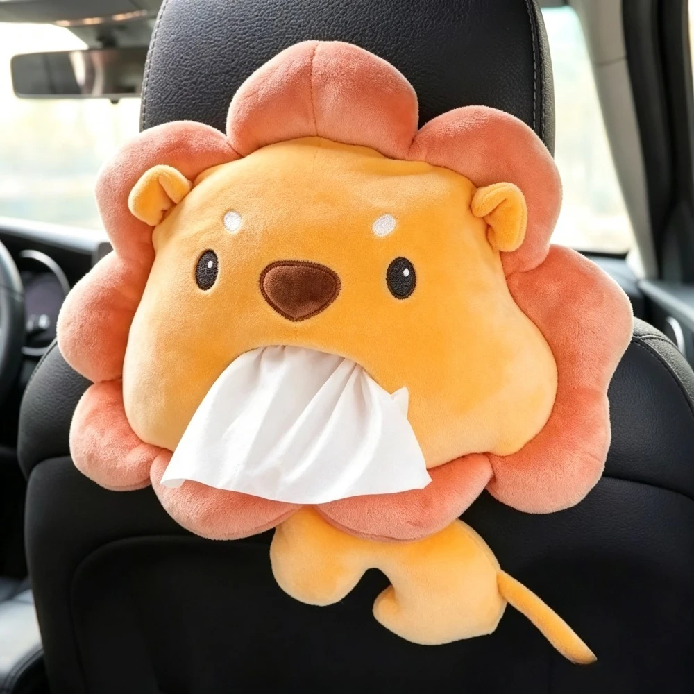 3D Cute Cartoon Car Tissue Box Plush Napkin Holder Universal Paper Case for Auto Home Room Animal Decoration Desktop Storage