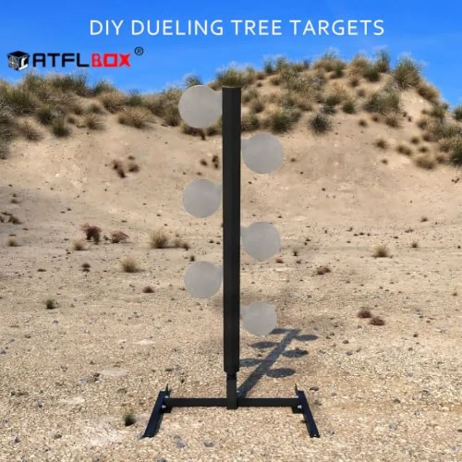 6 Pcs AR500 3 8'' Thick Steel Dueling Tree Targets with 6'' Swing Paddles for Outdoor Shooting Range Durable DIY Metal Target S