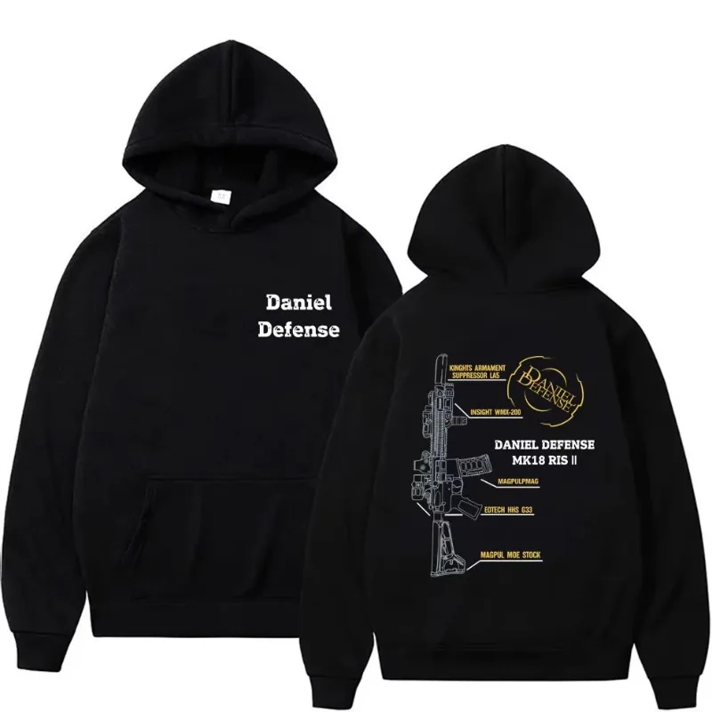 

Daniel Defense MK18 Graphic Hoodie Male Fashion Casual Oversized Streetwear Men's Women's Vintage Fleece Cotton Pullover Hoodies