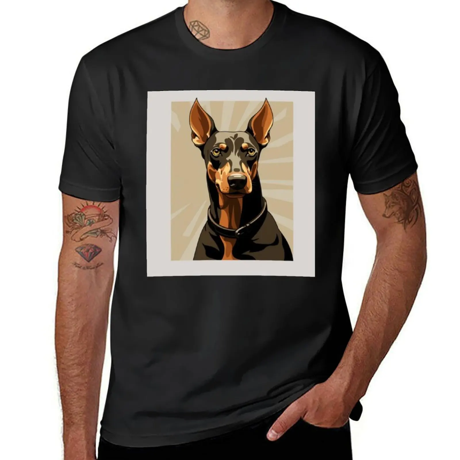 Elegant Doberman Pinscher dog. T-shirt. T-Shirt sublime korean fashion mens big and tall t shirts