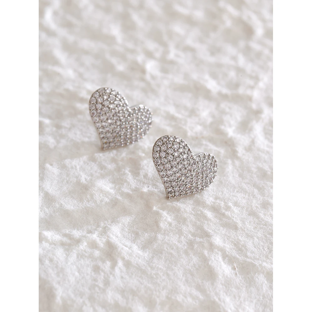 Mchic رائعة مايكرو مطعمة الزركون القلب وأقراط S925 الفضة آخر النحاس الحلو مجوهرات الأزياء للنساء بالجملة #3