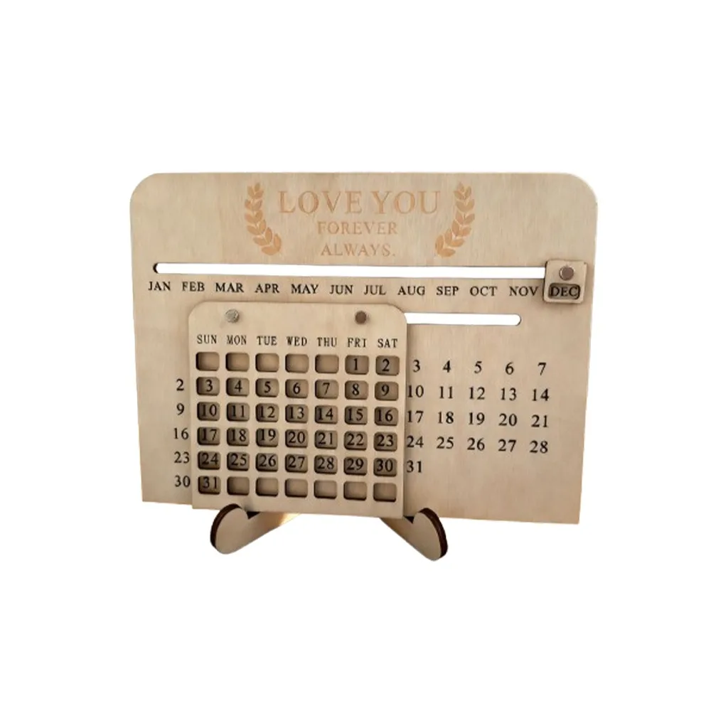 

Manual Wooden Sliding Calendar Handmade with Sliding Date Desktop Desk Calendar DIY Educational Toys Eternal Calendar School Use