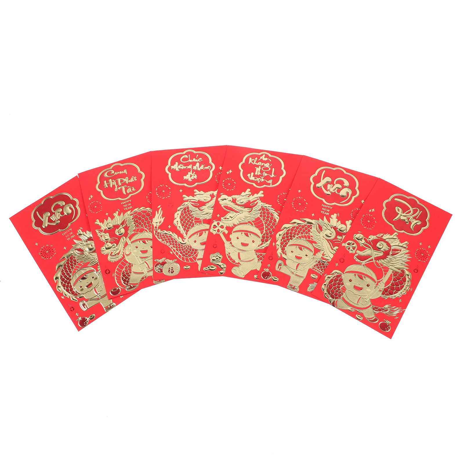 6pcs Zodiac Of Dragon Red Envelopes Chinese New Year Gift Bags Wedding Birthday Celebration Money Pouches Lunar New Year