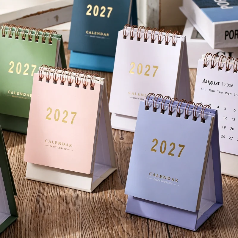 2027 Mini Morandi Color Calendar Small Desk Calendar Memo Calendar Planner Desktop Decoration Office Stationery New Year Gifts