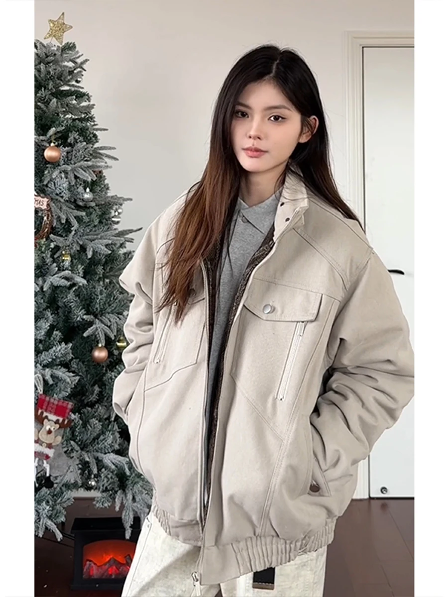 

Limited Edition Snake Year Cotton Jaet Men's Winter ort Deconstructed Workwear Coat Warm Thi Long Sve Stand Collar