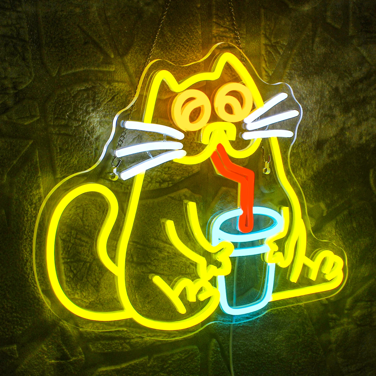 Bevanda Cat Neon Bar Neon Wall Decor Fun Cat LED Neon Sign Yellow Cat Bedroom Family Bar Party Game Room Cat Lover Gift