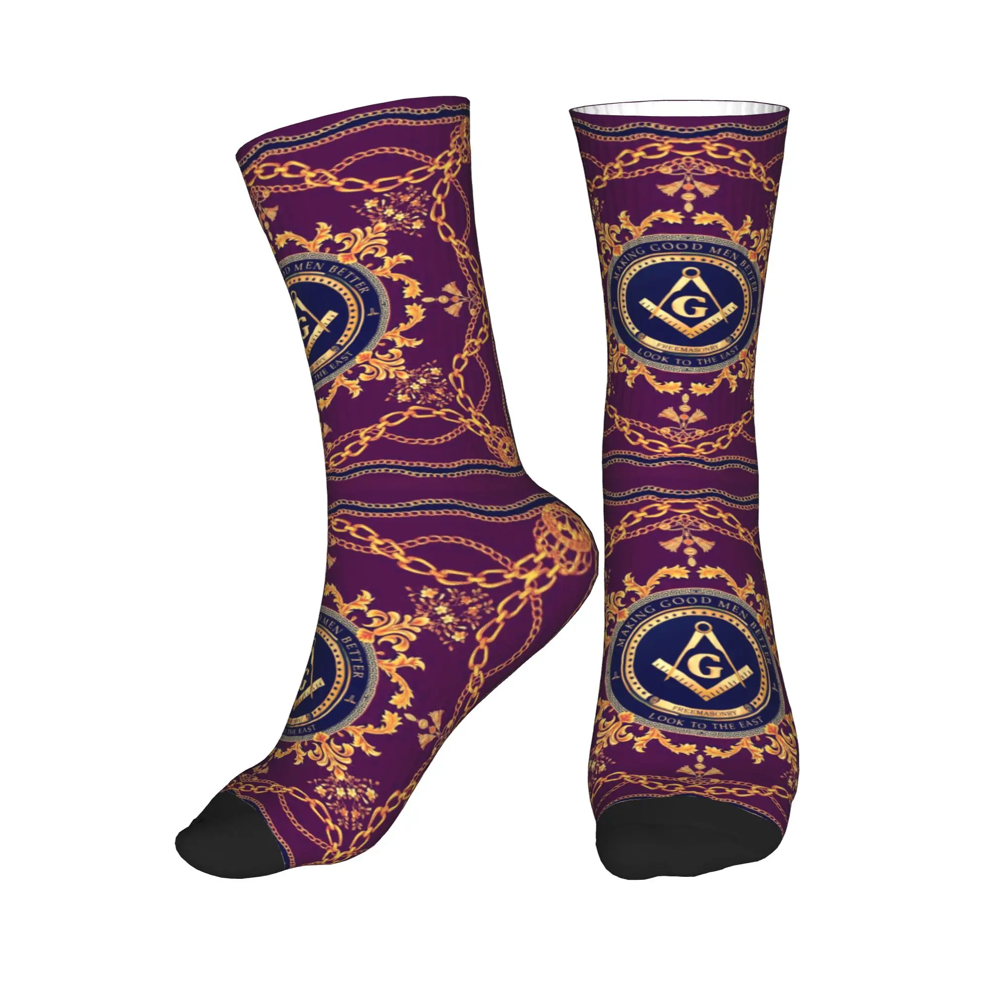 

Freemason Baroque Design Dress Socks Mens Womens Warm Fashion Masonic Mason Crew Socks
