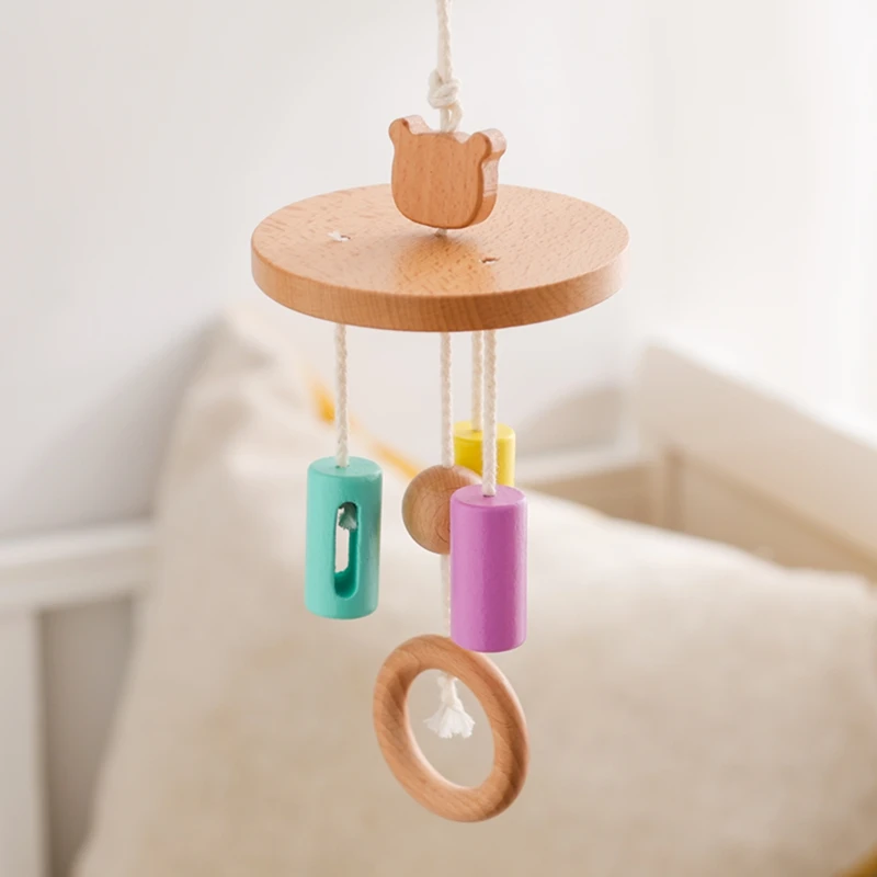 Baby Houten Rammelaars Mobiele Telefoons Montessori Speelgoed Kid Houder Roterende Mobiele Bed Bell Baby Comfort Wieg Bed Bel Opknoping Speelgoed Baby Cadeau